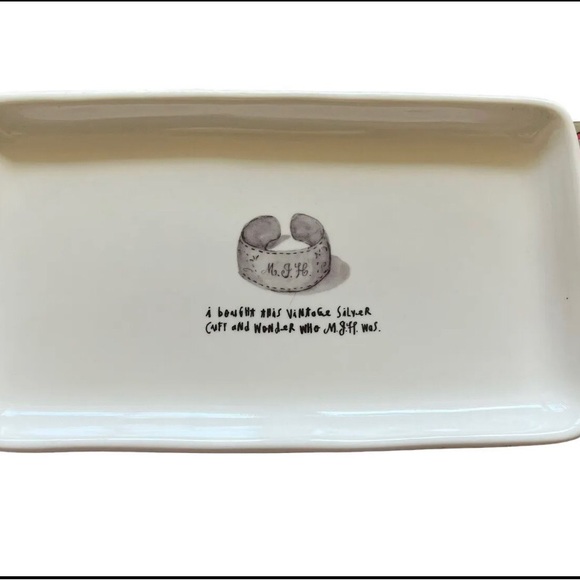 Rae Dunn French Sketch Vintage Silver Cuff Trinket Tray Retired Vintage Piece - Picture 4 of 5